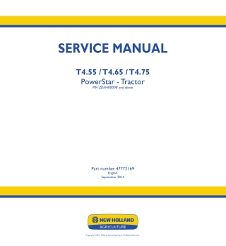 New Holland T4.55 PowerStar Tractor Service Repair Manual Instant Download