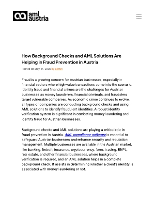 How Background Checks and AML Solutions Are Helping Fraud Prevention in Austria