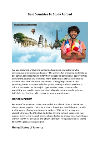 Best Countries To Study Abroad