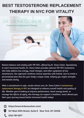 Best Testosterone Replacement Therapy in NYC for Vitality