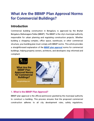 What Are the BBMP Plan Approval Norms for Commercial Buildings_Gr Group