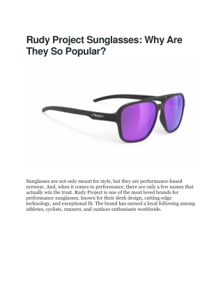 Rudy Project Sunglasses at Addiction Motorsports