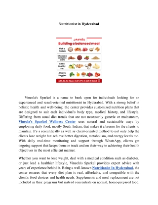 Nutritionist in Hyderabad | Vineela’s Sparkel Wellness Center