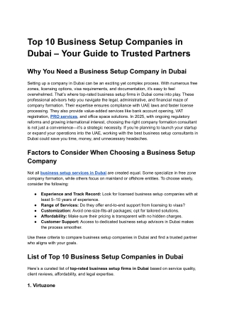 Top 10 Business Setup Companies in Dubai