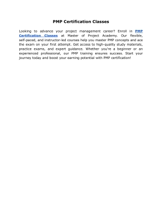 PMP Certification Classes