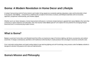 Iboma: Redefining Elegance and Innovation in Home Decor and Lifestyle