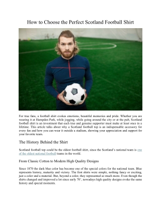 How to Choose the Perfect Scotland Football Shirt