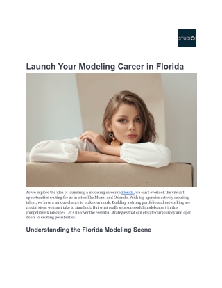 Launch Your Modeling Career in Florida