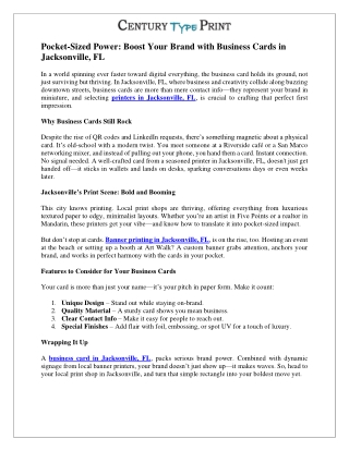 Pocket-Sized Power Boost Your Brand with Business Cards in Jacksonville, FL