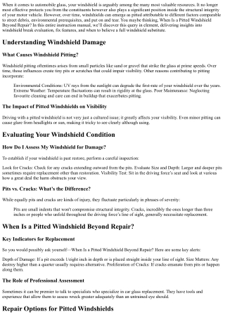 When Is a Pitted Windshield Beyond Repair?