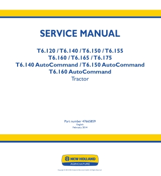 New Holland T6.175 Tractor Service Repair Manual Instant Download