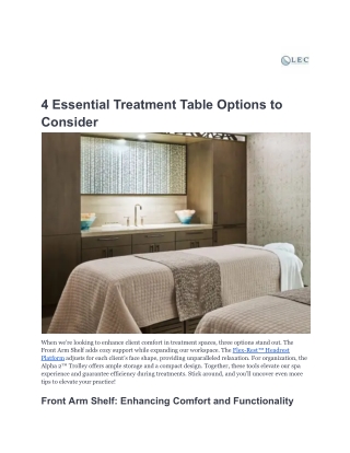 4 Essential Treatment Table Options to Consider