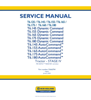 New Holland T6.180 STAGE IV Tractor Service Repair Manual Instant Download