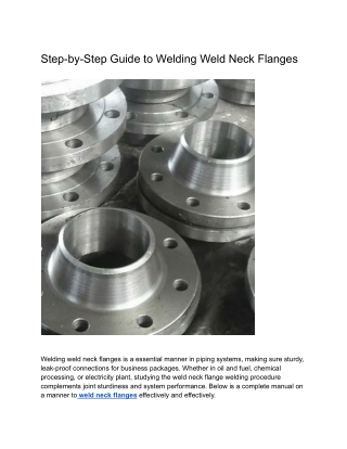 Step-by-Step Guide to Welding Weld Neck Flanges