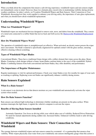 Windshield Wipers and Rain Sensors: Their Connection to Your Windshield
