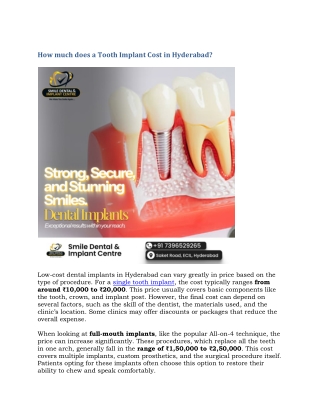 How much does a Tooth Implant Cost in Hyderabad