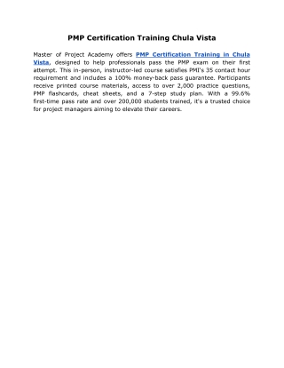 PMP Certification Training Chula Vista