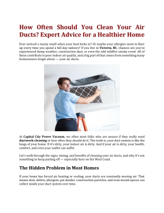 How Often Should You Clean Your Air Ducts? Expert Advice for a Healthier Home
