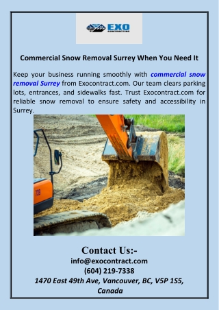 Commercial Snow Removal Surrey When You Need It
