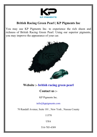 British Racing Green Pearl   KP Pigments Inc