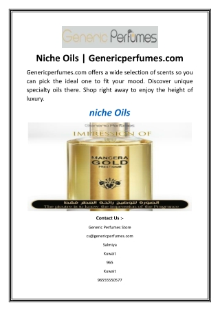 Niche Oils  Genericperfumes.com