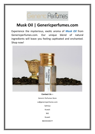 Musk Oil Genericperfumes