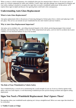 Signs You Need a Windshield Replacement: Don’t Ignore These!