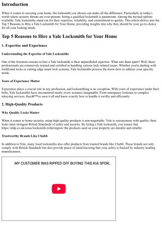 Top 5 Reasons to Hire a Yale Locksmith for Your Home