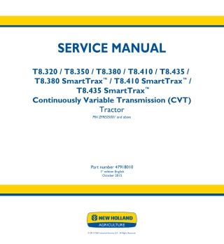 New Holland T8.380 CVT TIER 2 Tractor Service Repair Manual Instant Download [ZFRE05001 - ]