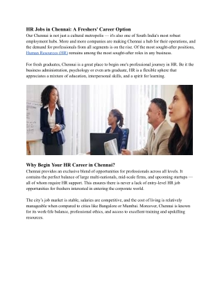 hr openings in chennai - Career.contact