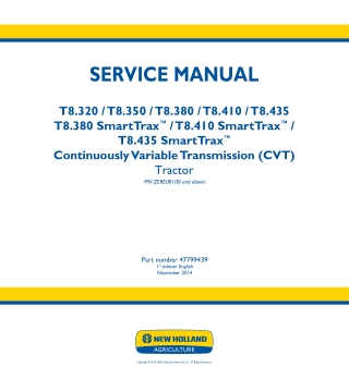 New Holland T8.410 696110759 CVT TIER 2 Continuously Variable Transmission (CVT) TIER 2 Tractor Service Repair Manual In