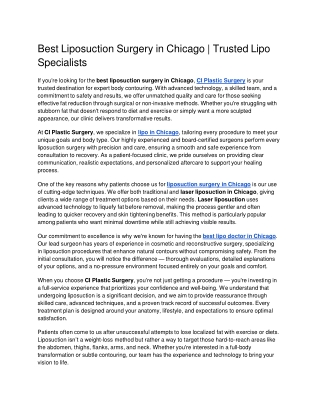 Best Liposuction Surgery in Chicago Trusted Lipo Specialists  Google Docs