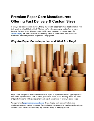 paper core manufacturers