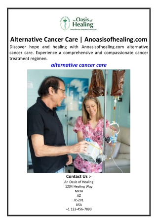 Alternative Cancer Care  Anoasisofhealing