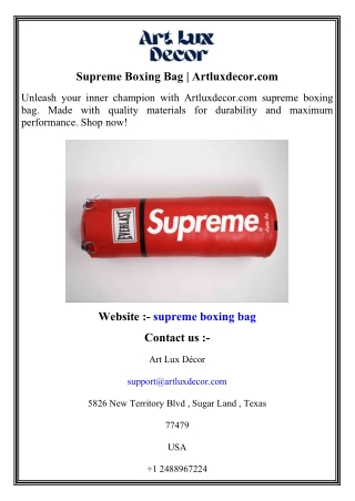 Supreme Boxing Bag   Artluxdecor.com