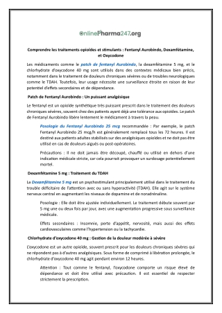 Chlorhydrate d'oxycodone 40 mg | Onlinepharma247.org
