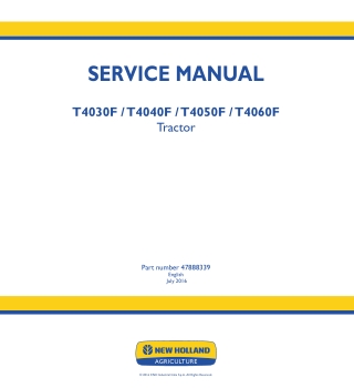 New Holland T4060F Tractor Service Repair Manual Instant Download