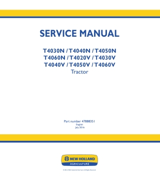 New Holland T4060N Tractor Service Repair Manual Instant Download