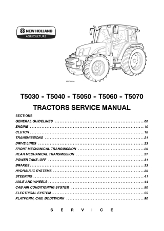New Holland T5030 Tractor Service Repair Manual Instant Download 1