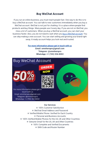 World Wide Best 17 Sites Buy WeChat Account