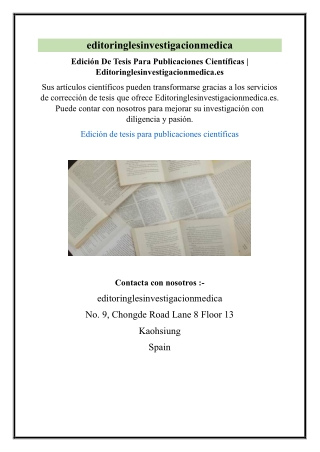 Edición De Tesis Para Publicaciones Científicas | Editoringlesinvestigacionmedic