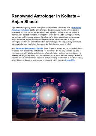 Renowned Astrologer In Kolkata – Anjan Shastri