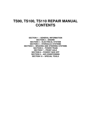 New Holland TS110 Tractor Service Repair Manual Instant Download