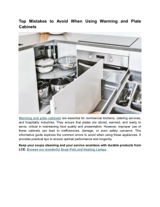 Top Mistakes to Avoid When Using Warming and Plate Cabinets