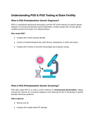 Understanding PGD & PGS Testing at Ekam Fertility