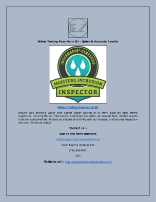 Water Testing Near Me in NJ – Quick & Accurate Results