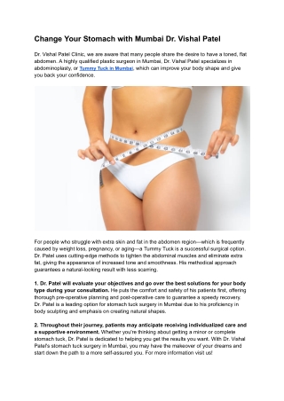 Change Your Stomach with Mumbai Dr. Vishal Patel