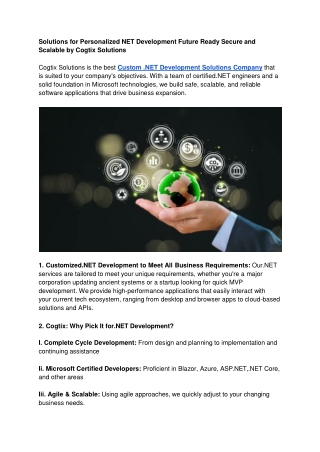 Solutions for Personalized NET Development Future Ready Secure and Scalable by Cogtix Solutions