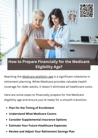 How to Prepare Financially for the Medicare Eligibility Age?