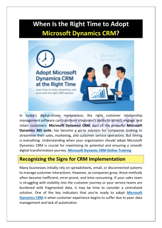 Microsoft Dynamics CRM Training in Chennai | CRM Online Training
